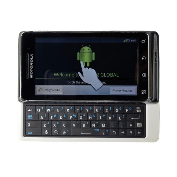MOTOROLA DROID 2 GLOBAL VERIZON WHITE BACK SLIDER QWERTY ANDROID PHONE VINTAGE - Picture 1 of 12